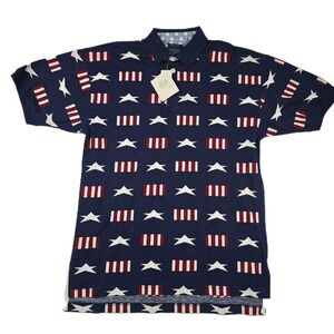 Old Glory Vintage Golf Polo Shirt Men's Size Medium Stars Stripes USA New‎